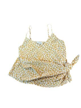 Blu Pepper Mustard Leopard Print Tie-Front Cami
